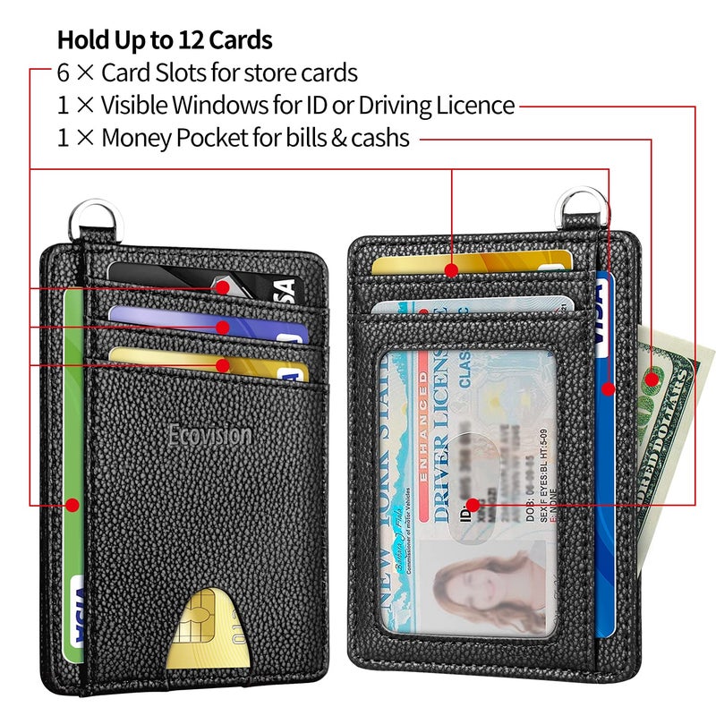 EcoVision Slim Minimalist Front Pocket Wallet, RFID Blocking Credit Card Holder Wallet with Detachable D-Shackle for Men Women - Image 5